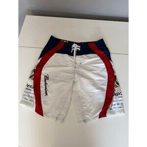 Anheuser Busch Official Budweiser Swim Trunks Red White Blue Summer Shorts Sz 32